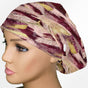 Burgundy Brush Strokes Euro Scrub Cap