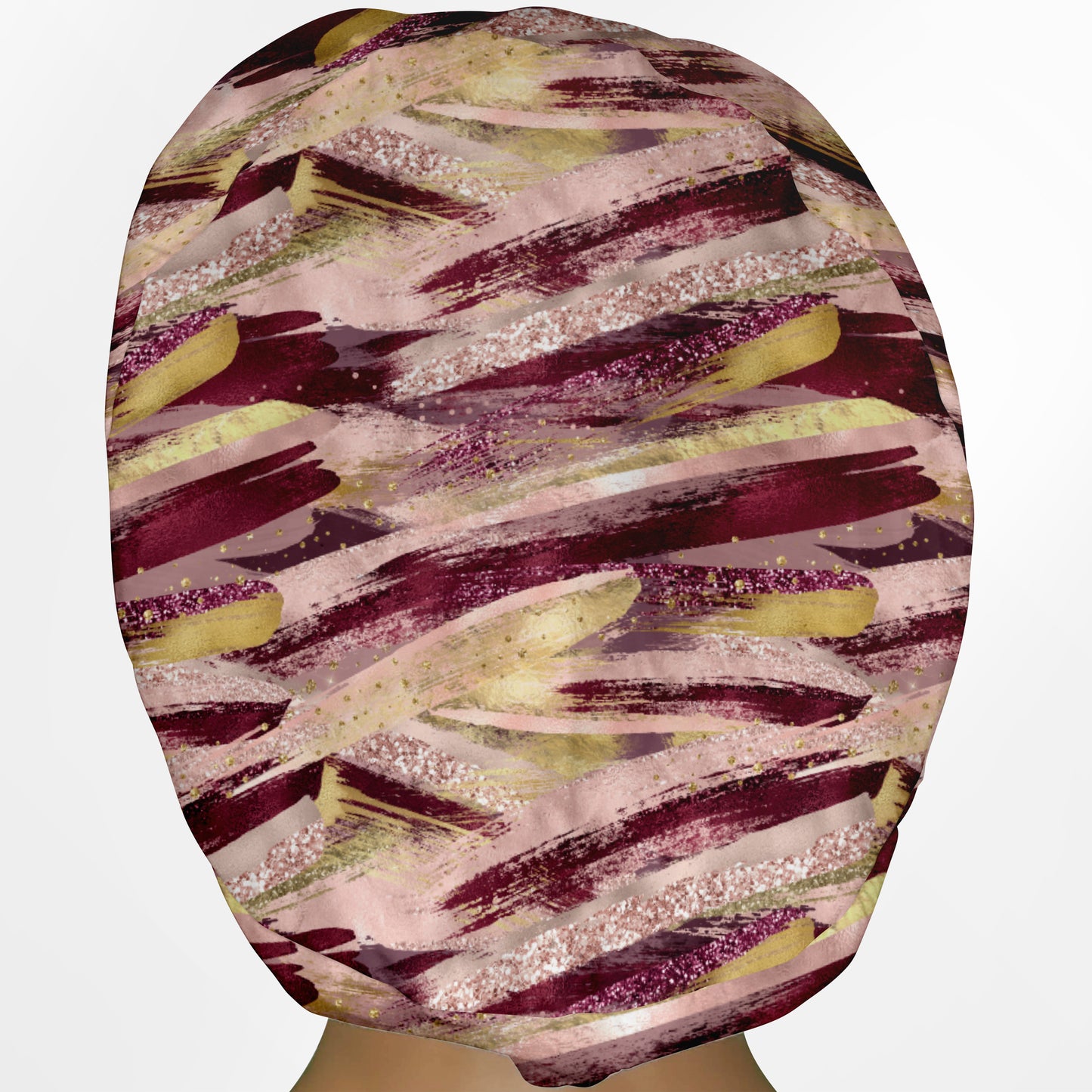 Burgundy Brush Strokes Euro Scrub Cap