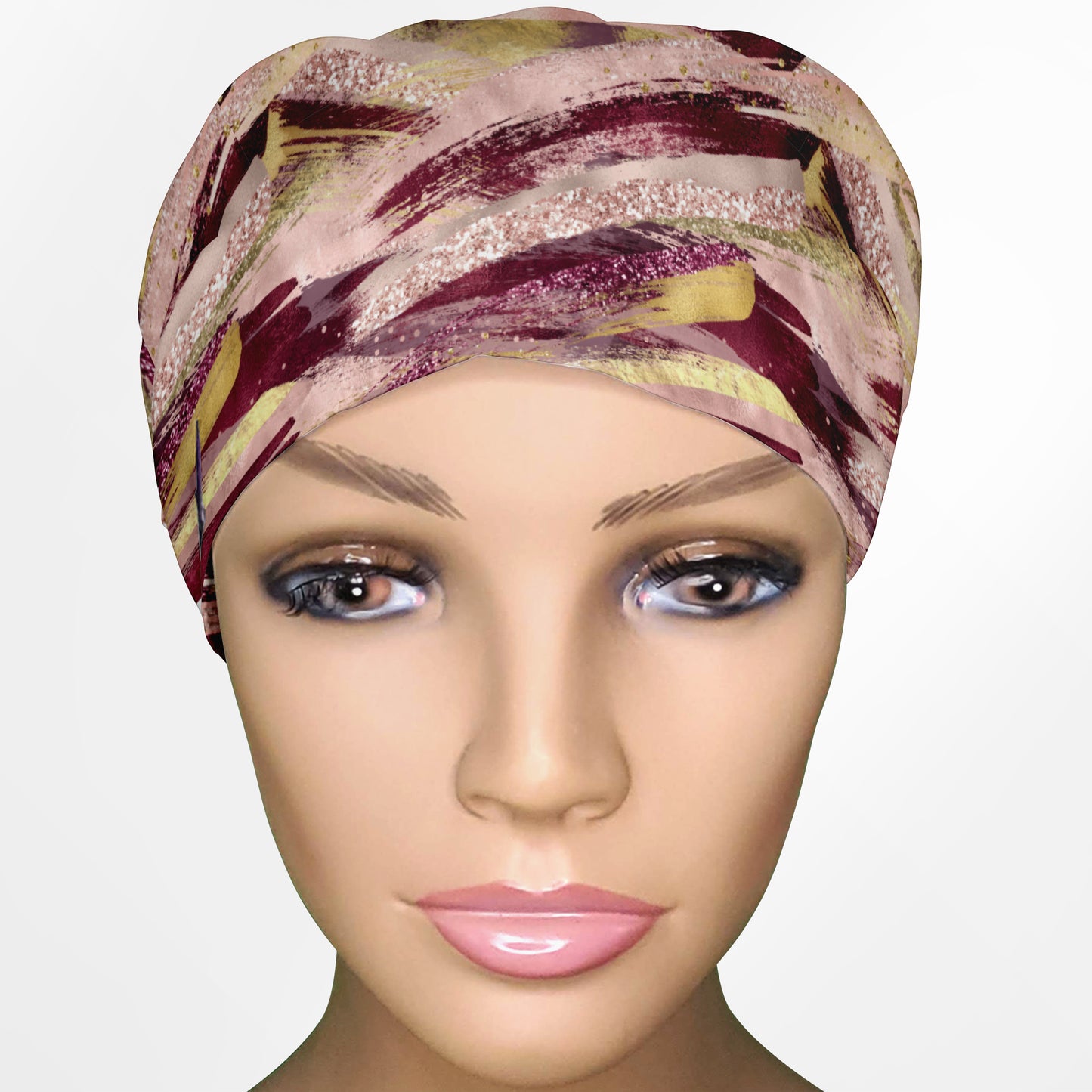 Burgundy Brush Strokes Euro Scrub Cap