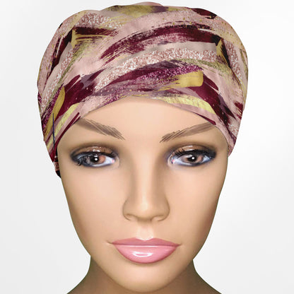 Burgundy Brush Strokes Euro Scrub Cap
