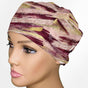 Burgundy Brush Strokes Low-Tie Surgeon Scrub Cap