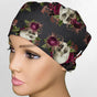 Burgundy Skulls Low-Tie Surgeon Scrub Cap