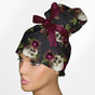 Burgundy Skulls High Bun Ponytail Scrub Cap