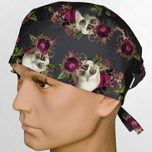 Burgundy Skulls Surgeon Scrub Cap