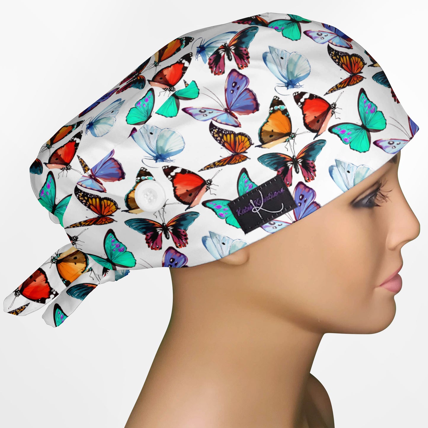 Butterflies Low-Tie Surgeon Scrub Cap