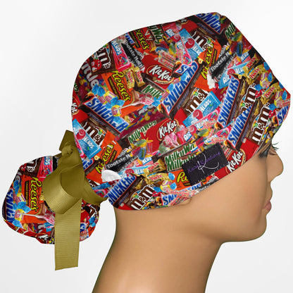 Candy Bars Ponytail Scrub Cap
