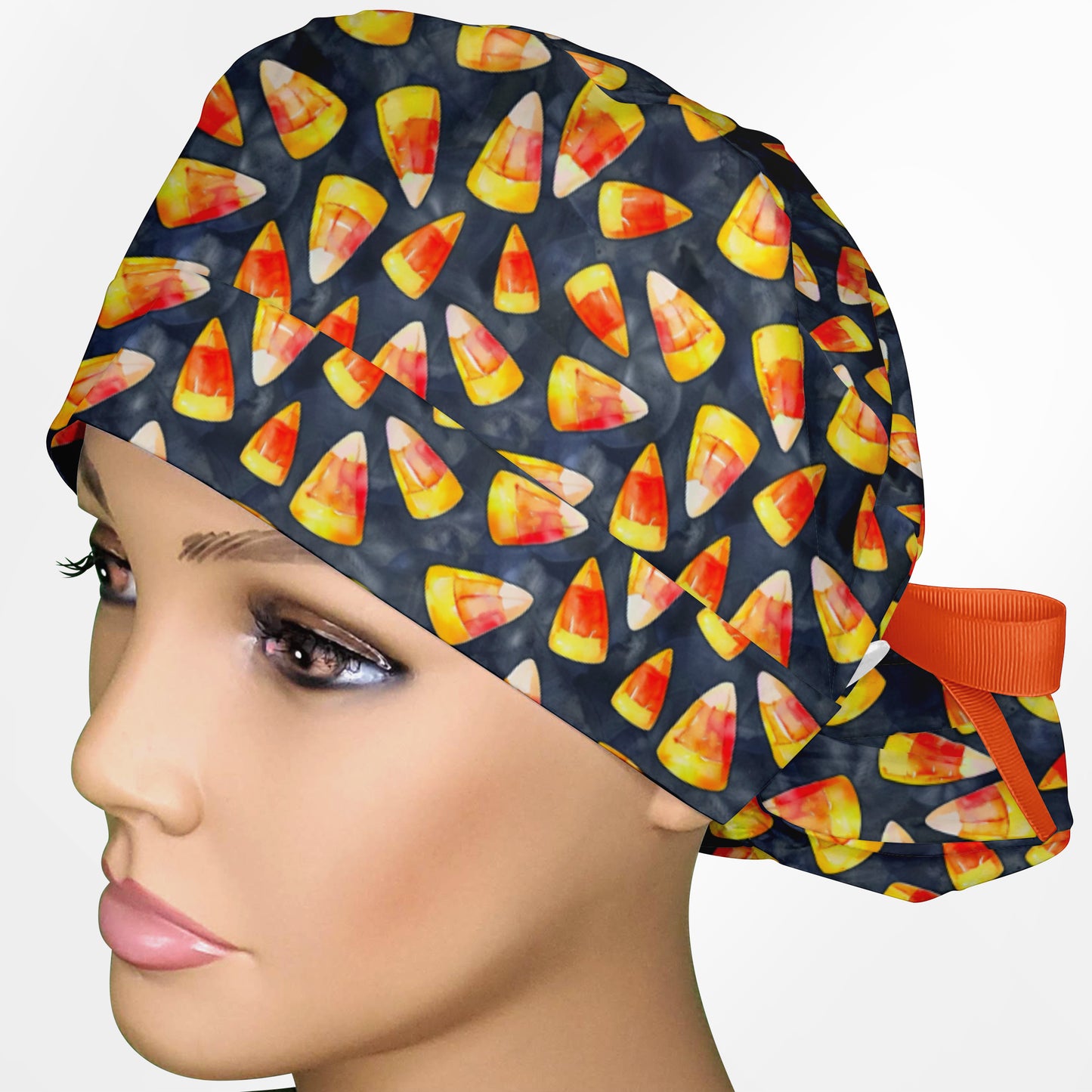 Candy Corn Ponytail Scrub Cap