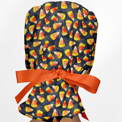 Candy Corn Ponytail Scrub Cap