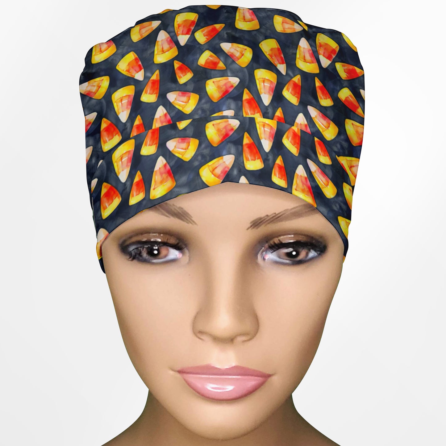 Candy Corn Ponytail Scrub Cap