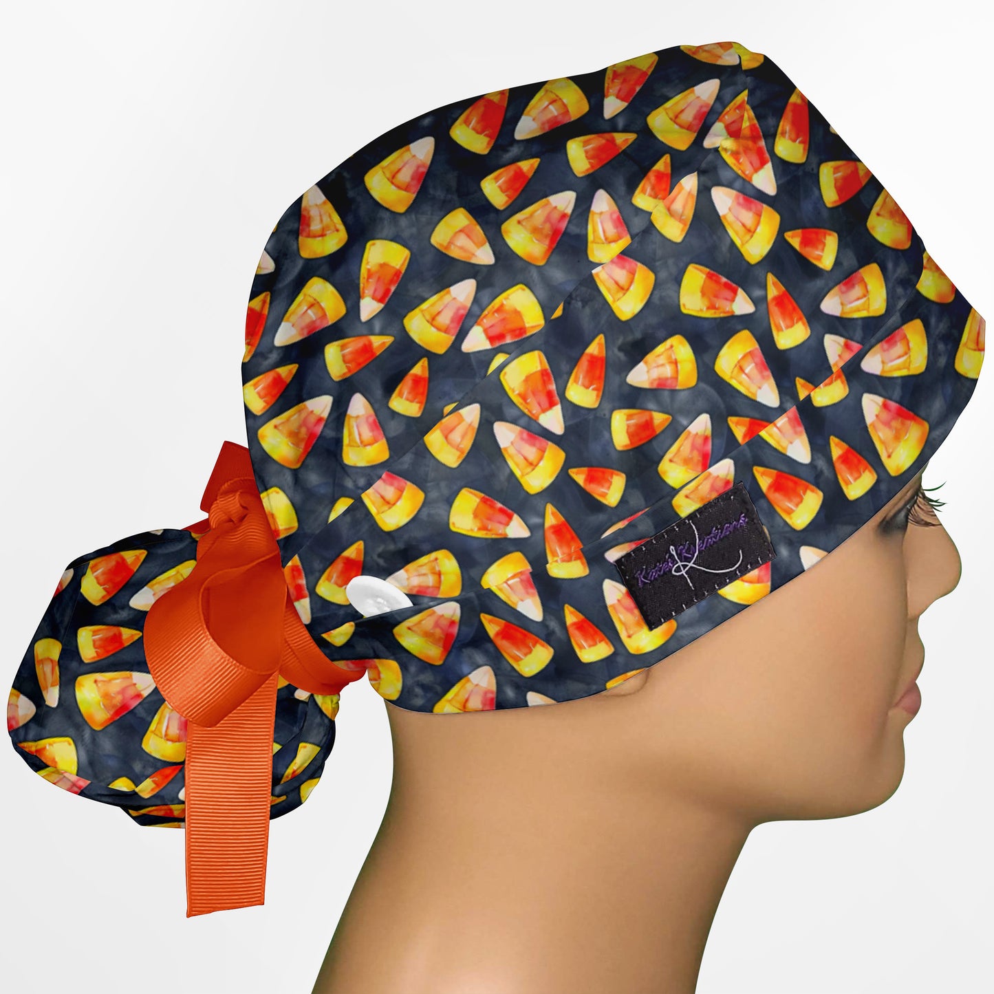 Candy Corn Ponytail Scrub Cap