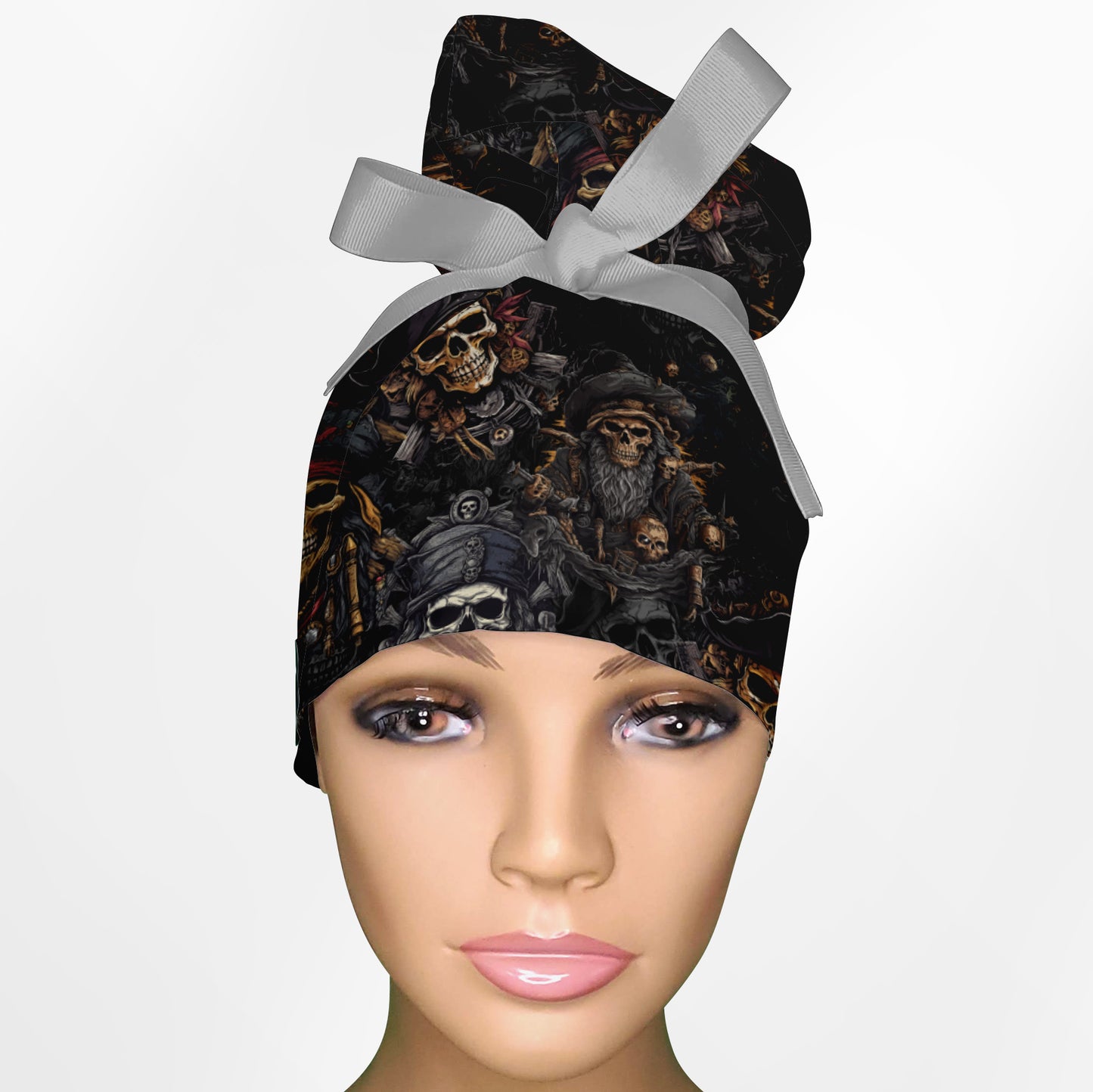 Caribbean Pirates High Bun Ponytail Scrub Cap