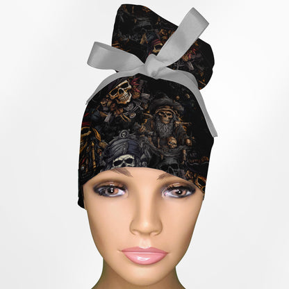 Caribbean Pirates High Bun Ponytail Scrub Cap