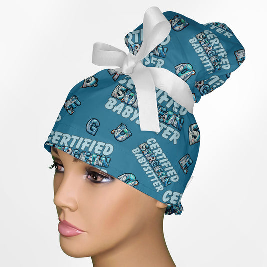 Certified Surgeon Babysitter High Bun Ponytail Scrub Cap
