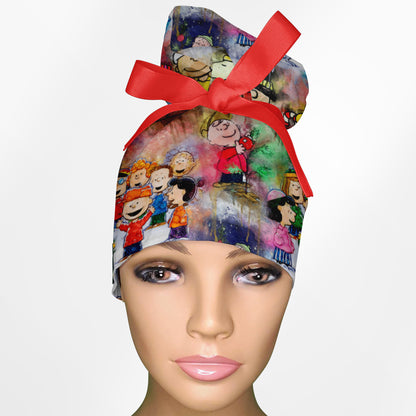 Charlie Brown Christmas High Bun Ponytail Scrub Cap