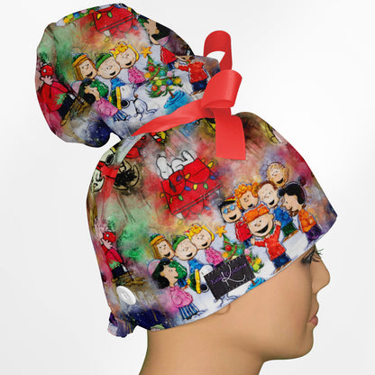 Charlie Brown Christmas High Bun Ponytail Scrub Cap