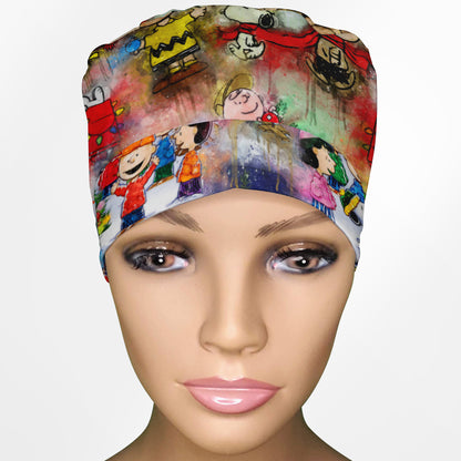 Charlie Brown Christmas Ponytail Scrub Cap