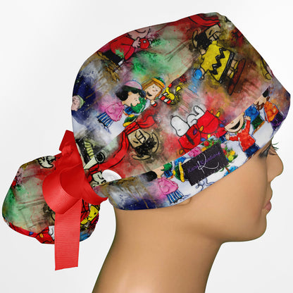 Charlie Brown Christmas Ponytail Scrub Cap