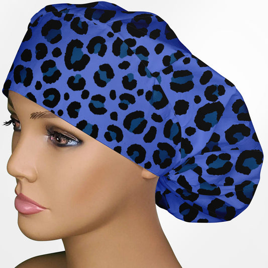 Cheetah Blue  Bouffant Scrub Cap