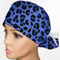 Cheetah Blue Ponytail Scrub Cap