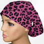 Cheetah Pink Euro Scrub Cap