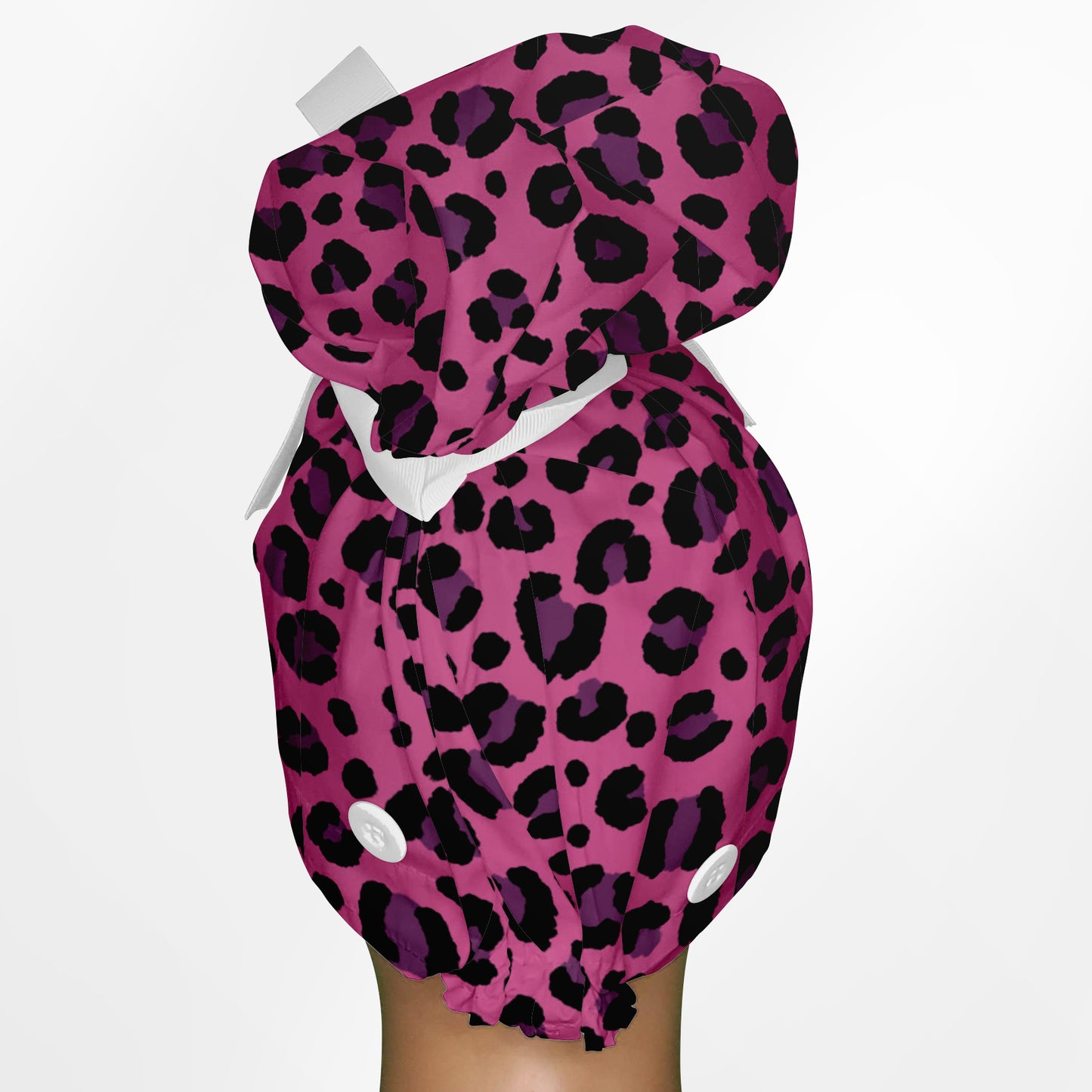 Cheetah Pink High Bun Ponytail Scrub Cap