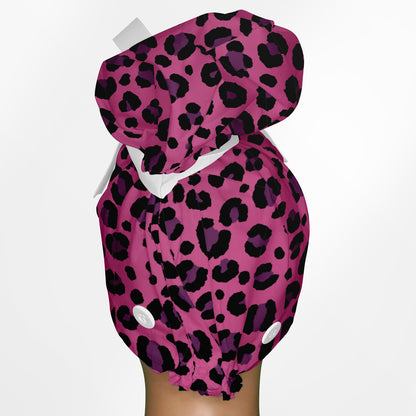 Cheetah Pink High Bun Ponytail Scrub Cap