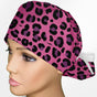 Cheetah Pink Ponytail Scrub Cap