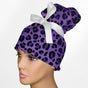 Cheetah Purple High Bun Ponytail Scrub Cap
