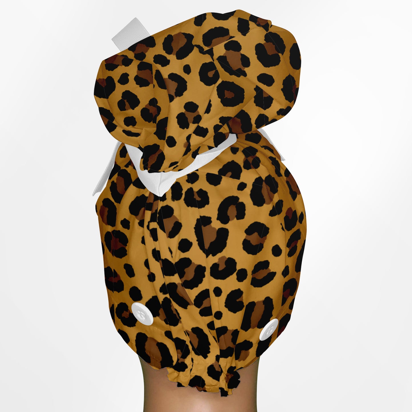 Cheetah Yellow High Bun Ponytail Scrub Cap