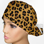 Cheetah Yellow Ponytail Scrub Cap
