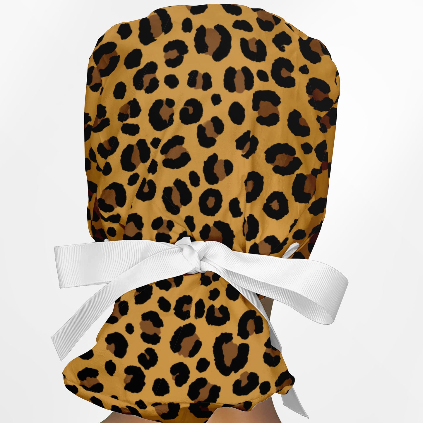 Cheetah Yellow Ponytail Scrub Cap