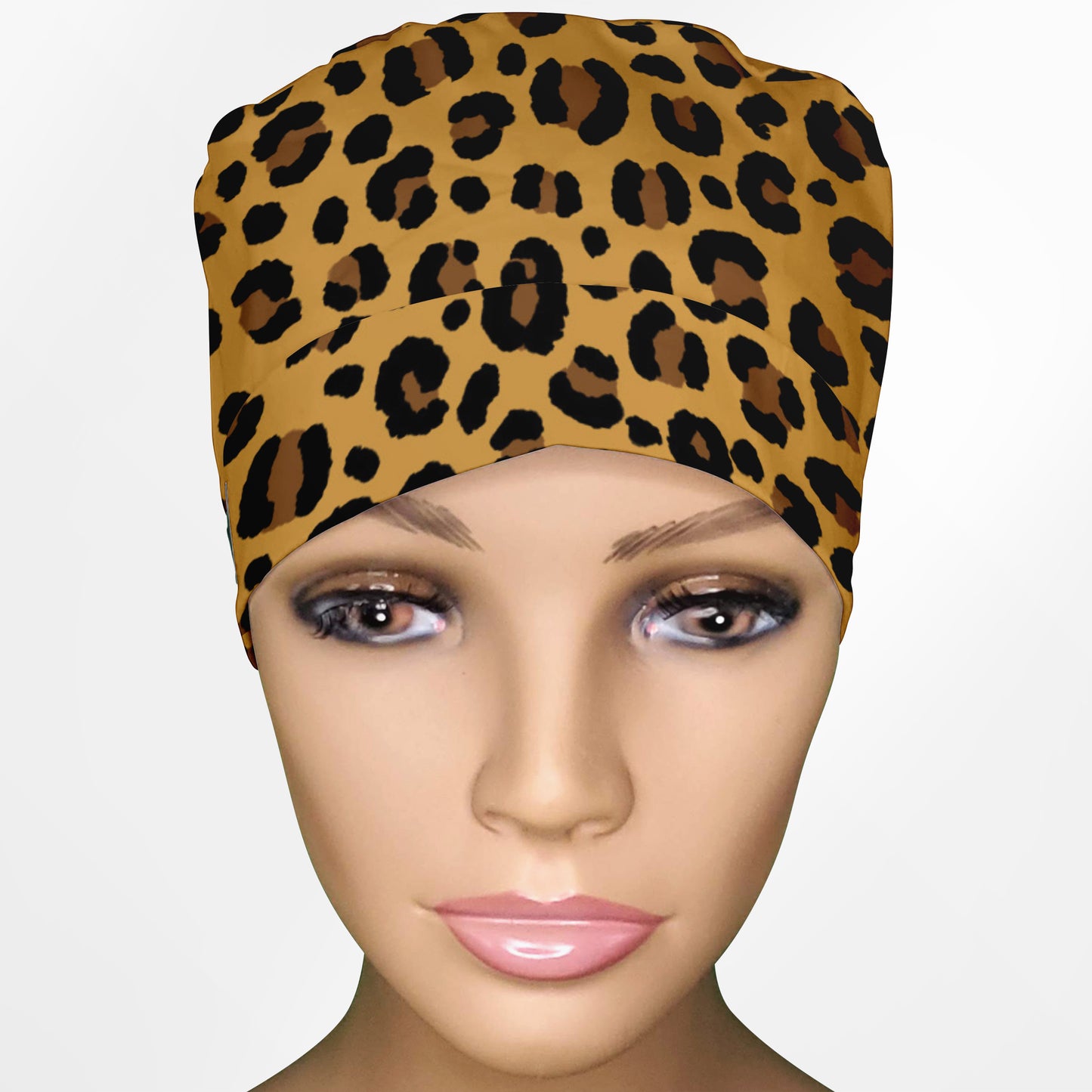 Cheetah Yellow Ponytail Scrub Cap