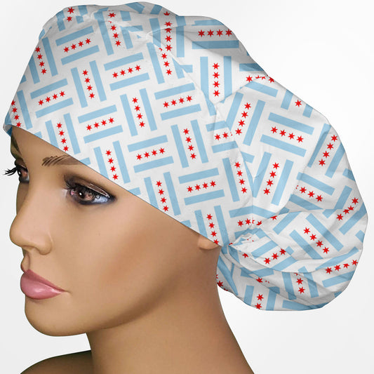 Flag of Chicago Bouffant Scrub Cap