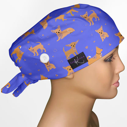 Chihuahua Blue Low-Tie Surgeon Scrub Cap