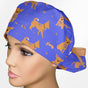 Chihuahua Blue Ponytail Scrub Cap