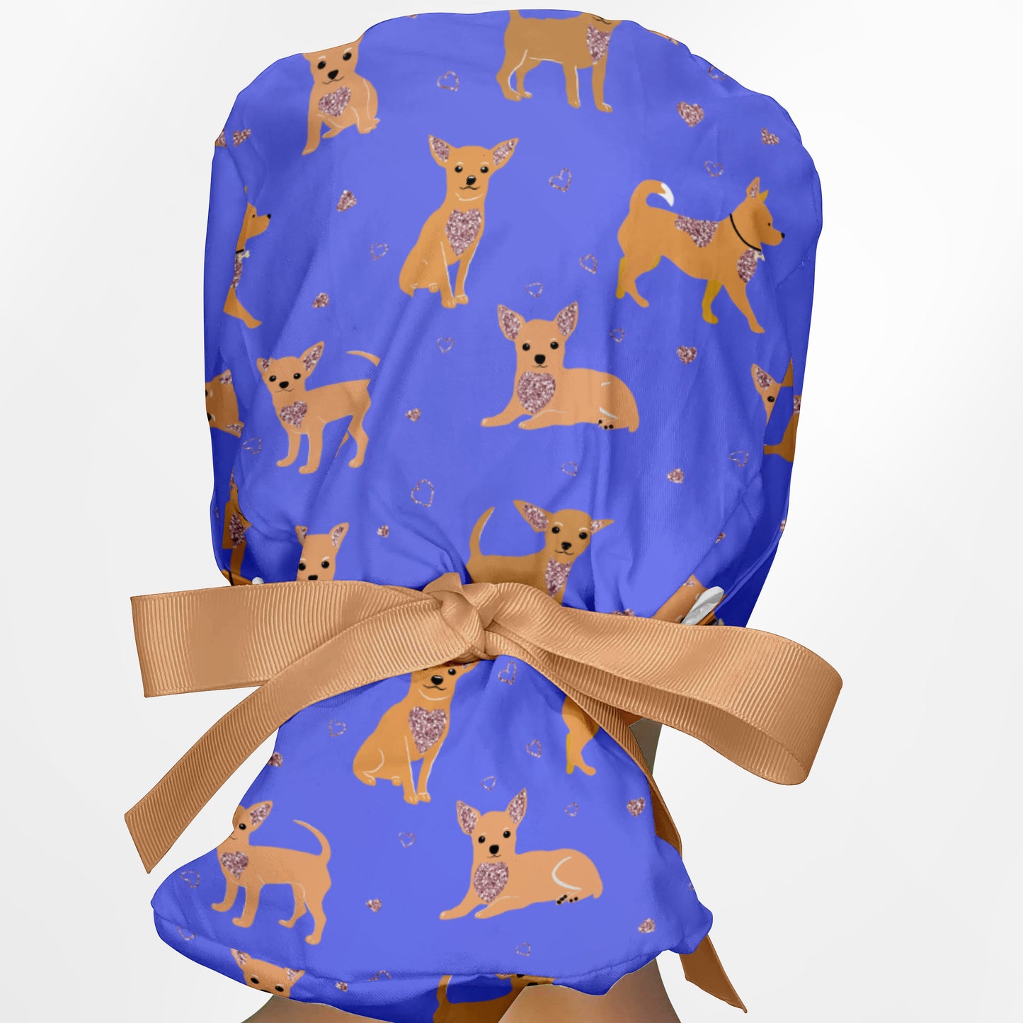 Chihuahua Blue Ponytail Scrub Cap