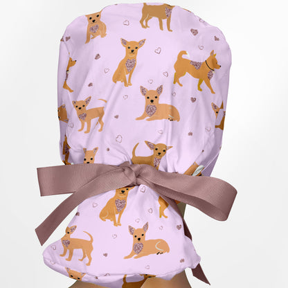 Chihuahua Pink Ponytail Scrub Cap
