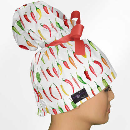 Chilies High Bun Ponytail Scrub Cap