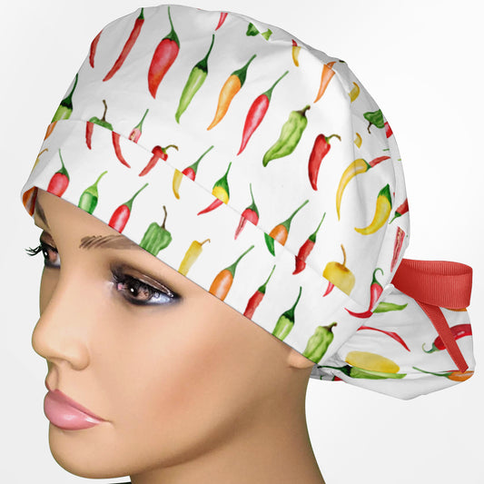 Chilies Ponytail Scrub Cap