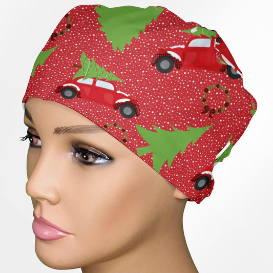 Christmas Bug Low-Tie Surgeon Scrub Cap
