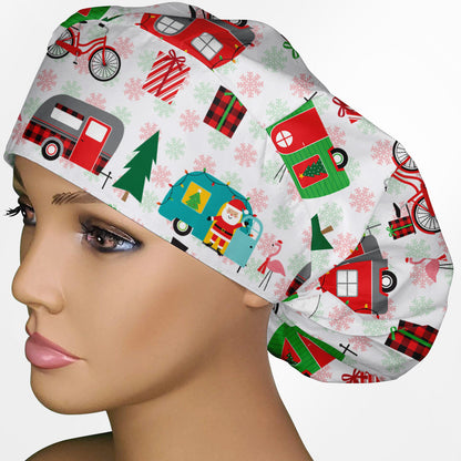 Christmas Camper Bouffant Scrub Cap