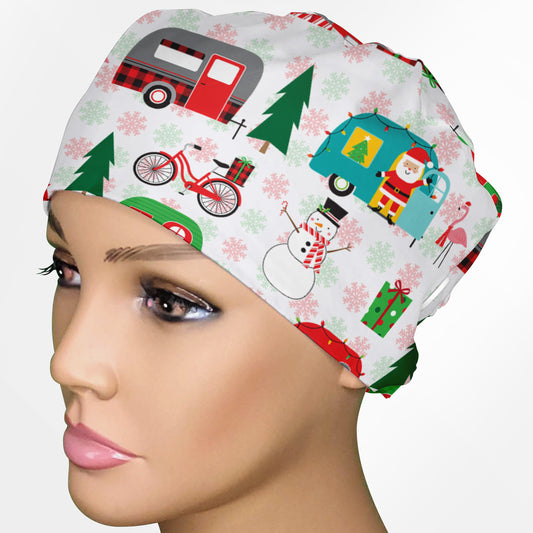 Christmas Camper Low-Tie Surgeon Scrub Cap