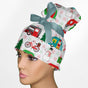 Christmas Camper High Bun Ponytail Scrub Cap