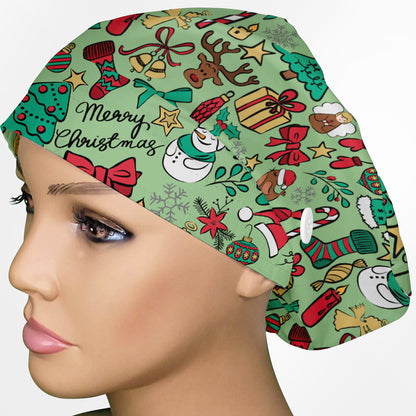 Christmas Doodles Euro Scrub Cap