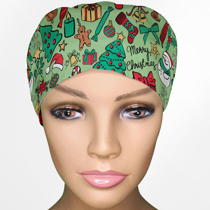 Christmas Doodles Euro Scrub Cap