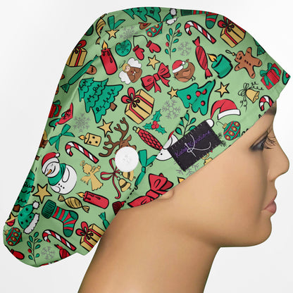 Christmas Doodles Euro Scrub Cap