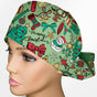 Christmas Doodles Ponytail Scrub Cap