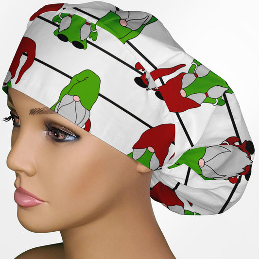 Christmas Gnomes Bouffant Scrub Cap