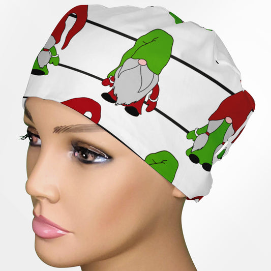 Christmas Gnomes Low-Tie Surgeon Scrub Cap