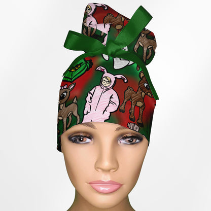 Christmas Movies High Bun Ponytail Scrub Cap